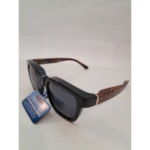 Foster Grant Solar Shield Sunglasses Women Black Leopard Polarized FO-068